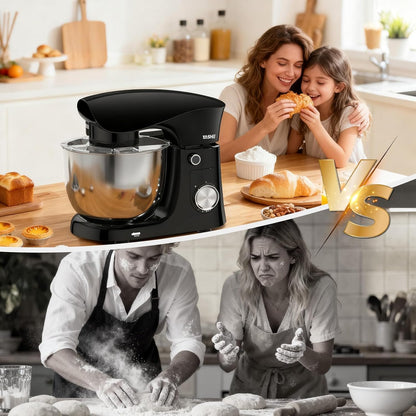 Robot Pâtissier 1500W, 4,5L + 5L Deux Bols en Acier Inoxydable