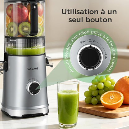 Extracteur de Jus à Froid 600W, Goulotte Extra-Large 152 mm pour Fruits et Légumes Entiers
