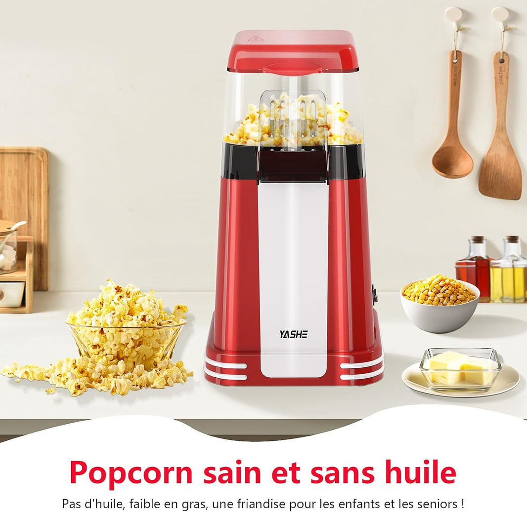 Macchina per popcorn retrò, macchina per popcorn ad aria calda da 1200 W con misurino
