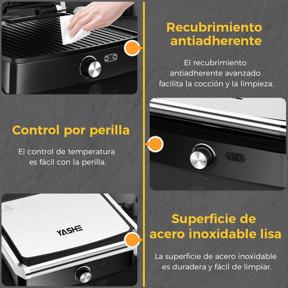 Grille-Panini Électrique 2000W – Appareil à Croque-Monsieur 4 Tranches