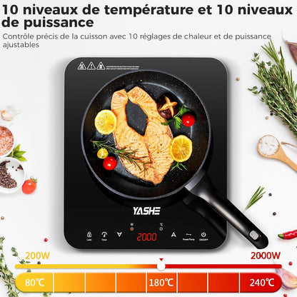 Plaque de cuisson – Table de cuisson à induction portable, 10 réglages de puissance et