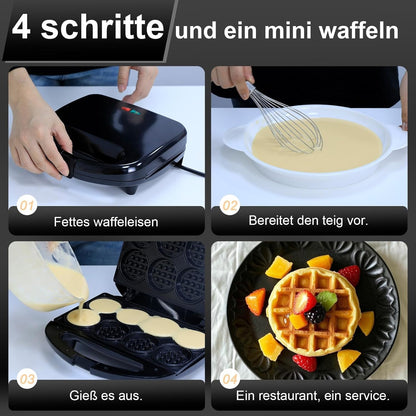 Mini gaufrier multiplo, piastra per waffle, cottura 8 x 5 cm