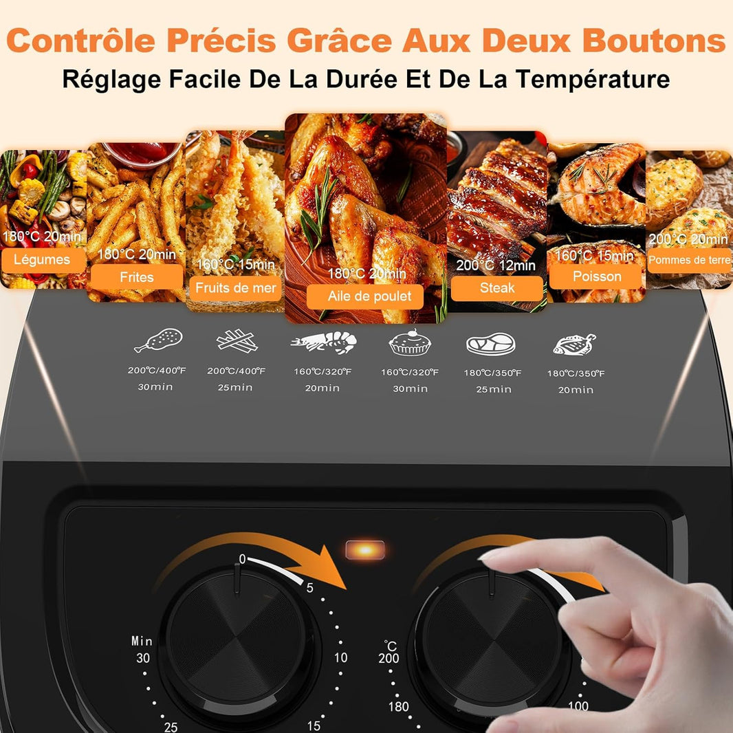 Air Fryer Compact, Friteuse sans huile 2.3 L, Jusqu’à 2 personnes, Inox 304