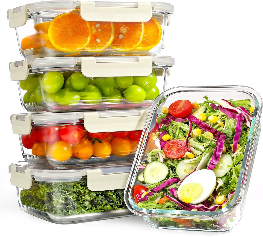 Set di 12 Contenitori per Alimenti in Vetro Riutilizzabili, Senza BPA