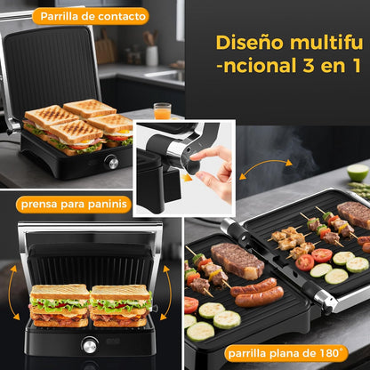 Grille-Panini Électrique 2000W – Appareil à Croque-Monsieur 4 Tranches