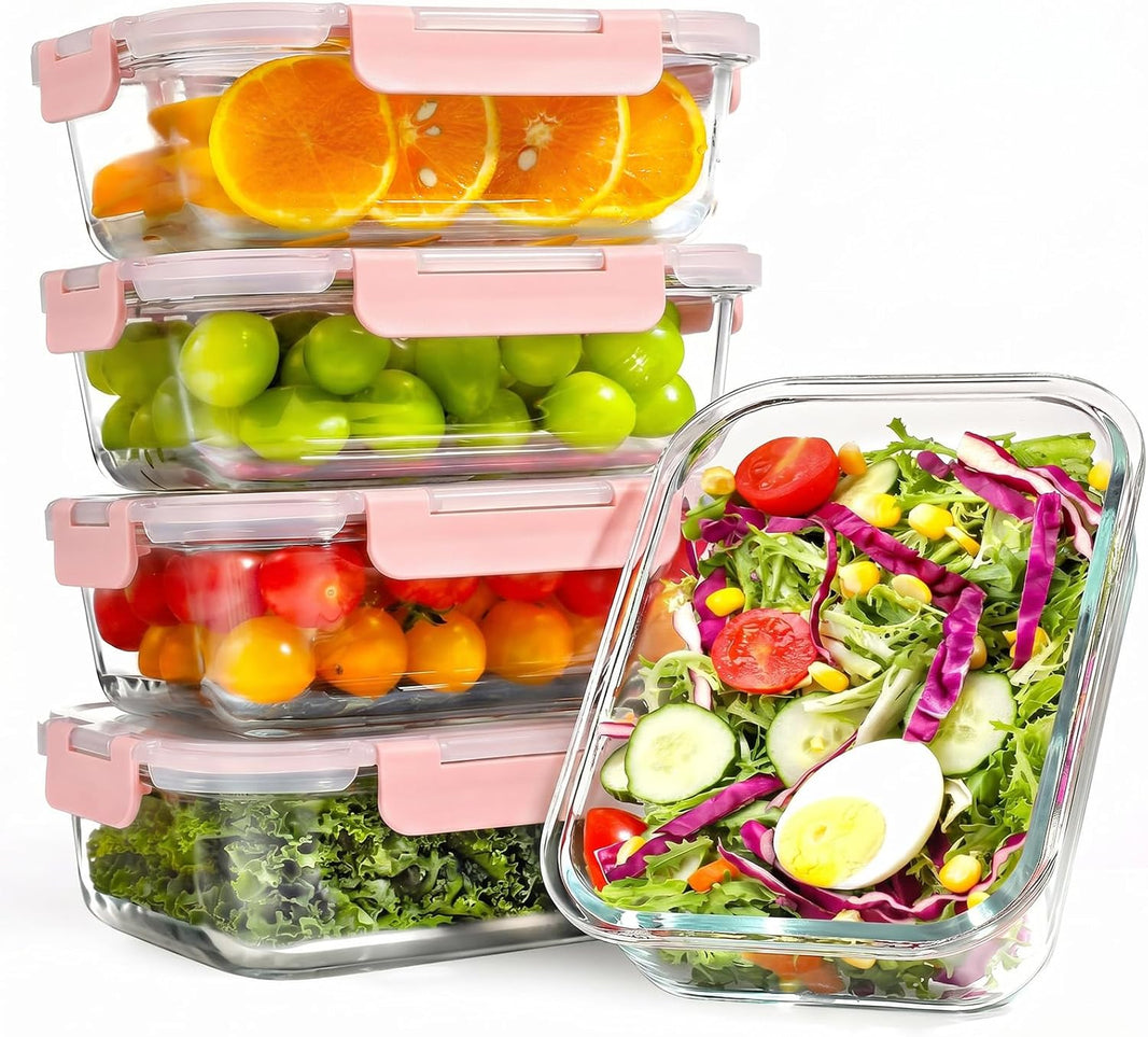 Set di 12 Contenitori per Alimenti in Vetro Riutilizzabili, Senza BPA