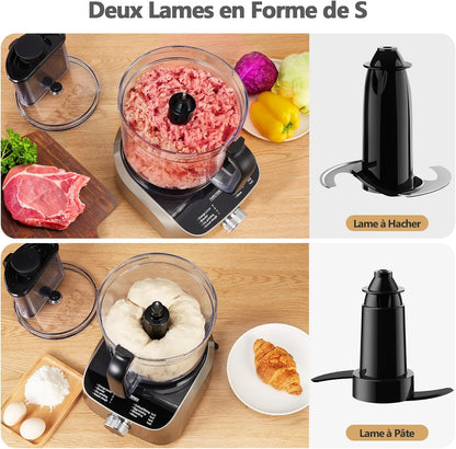 Robot da Cucina Multifunzione, Ciotola da 2,5L e Vaso da 1,5L, Mixer, Grinder, Estrattore di Succo