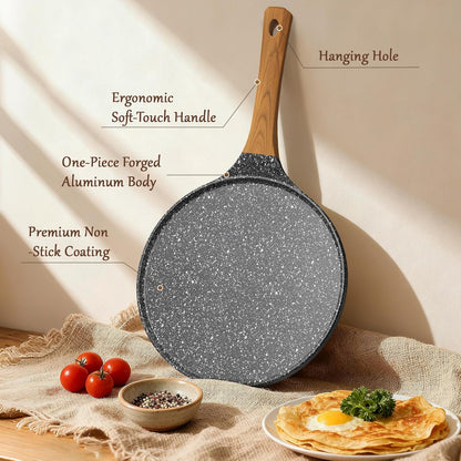 Non-stick Crêpe Pan 26 cm, Flat Crêpe Pan Induction Compatible