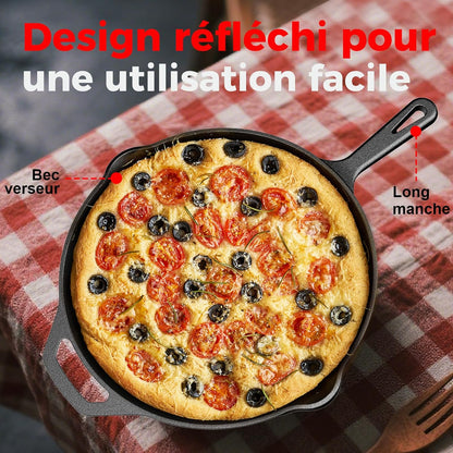 Poêle en Fonte – Poêle Robuste pour Œufs, Omelettes & Plus