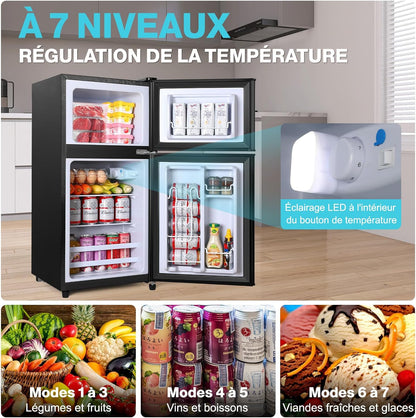 86L Mini-Réfrigérateur avec Congélateur, frigo Double Porte avec Congélateur Supérieur