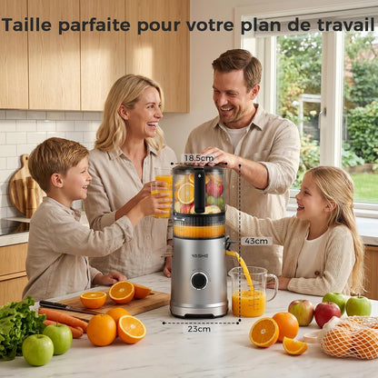 Extracteur de Jus à Froid 600W, Goulotte Extra-Large 152 mm pour Fruits et Légumes Entiers