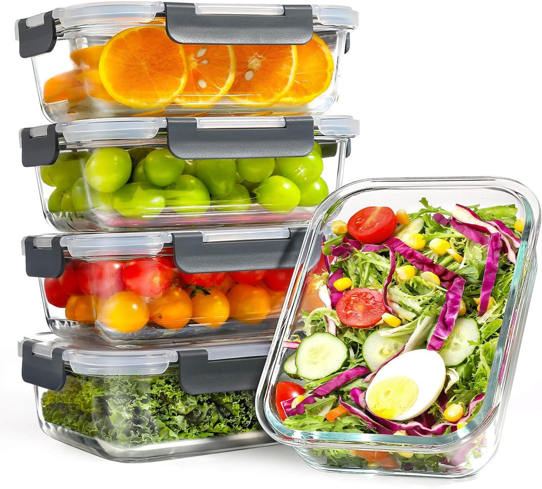 Set di 12 Contenitori per Alimenti in Vetro Riutilizzabili, Senza BPA