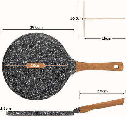 Non-stick Crêpe Pan 26 cm, Flat Crêpe Pan Induction Compatible