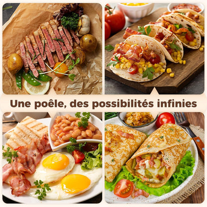 Non-stick Crêpe Pan 26 cm, Flat Crêpe Pan Induction Compatible
