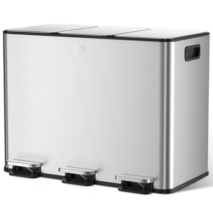 Poubelle à Double Compartiment avec Couvercle, 3x15L
