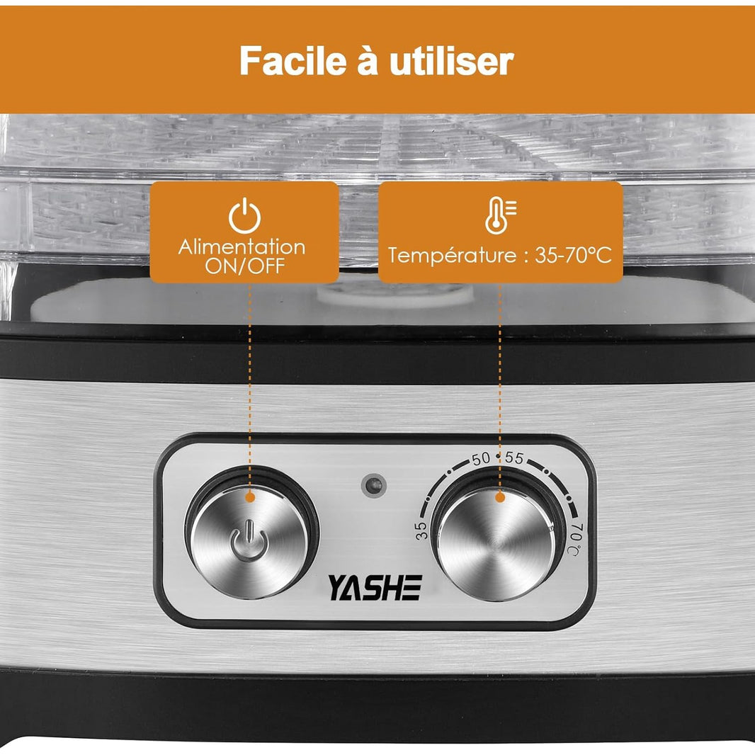 Déshydrateur Alimentaire, 5 Plateaux Réglables en Hauteur