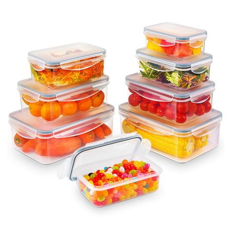 Boîte Alimentaire Set, 8 Pièces Boîtes Alimentaires Plastique Réutilisables avec Couvercles Hermétiques