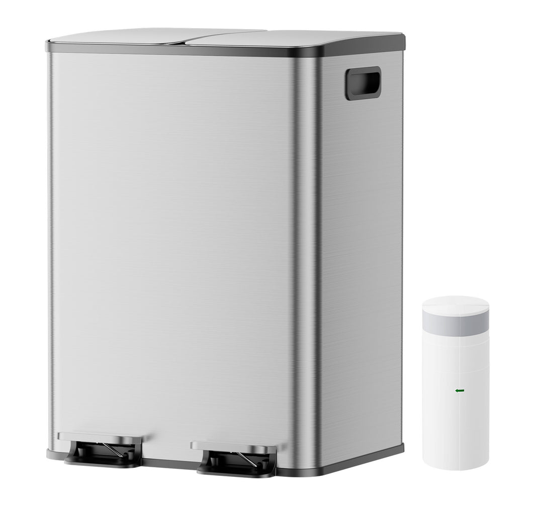 Poubelle à Double Compartiment avec Couvercle, 2x20L
