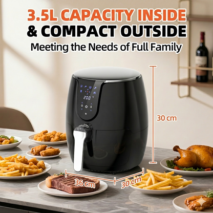 Friggitrice ad aria da 3,5L, 1500W, friggitrice ad aria con 12 programmi, 80°C-200°C, rivestimento antiaderente, timer