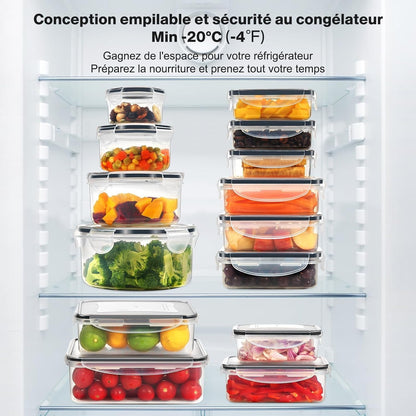 Boîte Conservation Alimentaire 38 Pièces, Sans BPA Boîte Alimentaire Set