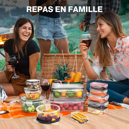 Boîte Conservation Alimentaire 38 Pièces, Sans BPA Boîte Alimentaire Set