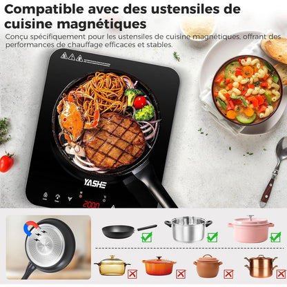Plaque de cuisson – Table de cuisson à induction portable, 10 réglages de puissance et