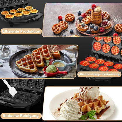 Mini gaufrier multiplo, piastra per waffle, cottura 8 x 5 cm
