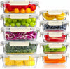 Set di 10 contenitori per il pranzo in vetro riutilizzabili, senza BPA