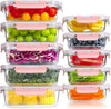 Set di 10 contenitori per il pranzo in vetro riutilizzabili, senza BPA