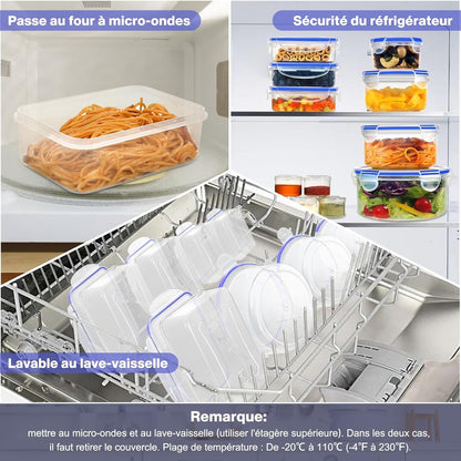 Boîte Conservation Alimentaire 32 Pièces, Sans BPA Boîte Alimentaire Set