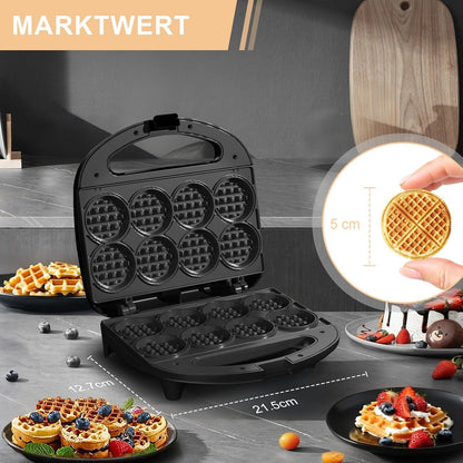 Mini gaufrier multiplo, piastra per waffle, cottura 8 x 5 cm
