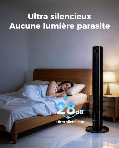 Ventilateur tour numérique , 3 vitesses-oscillation-minuterie- mode nuit- télécommande- afficheur LED éteignable